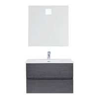 Skříňka s umyvadlem a LED zrcadlem MATTEO - šedá/bílá, Moderní, kompozitní dřevo/sklo (76/50/46,5cm) - Livetastic