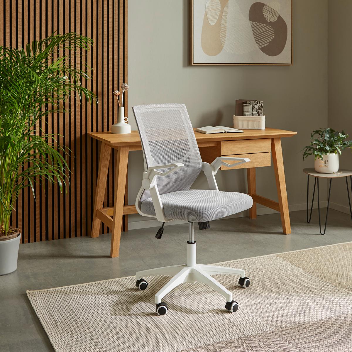 Drehstuhl Marina Mit Armstützen Grau/Schwarz/Weiß - Schwarz/Weiß, MODERN, Kunststoff/Textil (61/91,5-101,5/56cm) - MID.YOU