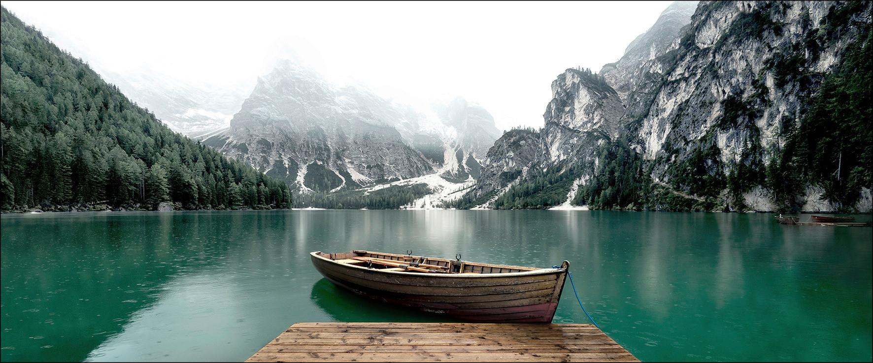 Wandbild Wildsee Ii Bergsee Multicolor 117x49 Cm - Anthrazit/Grün, Basics, Holzwerkstoff (117/49/1,9cm)