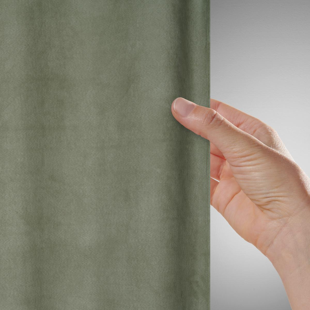 ZÁVĚS S OČKY Velours, 140/245cm, zelená - zelená, Konvenční, textil (140/245cm) - Mömax