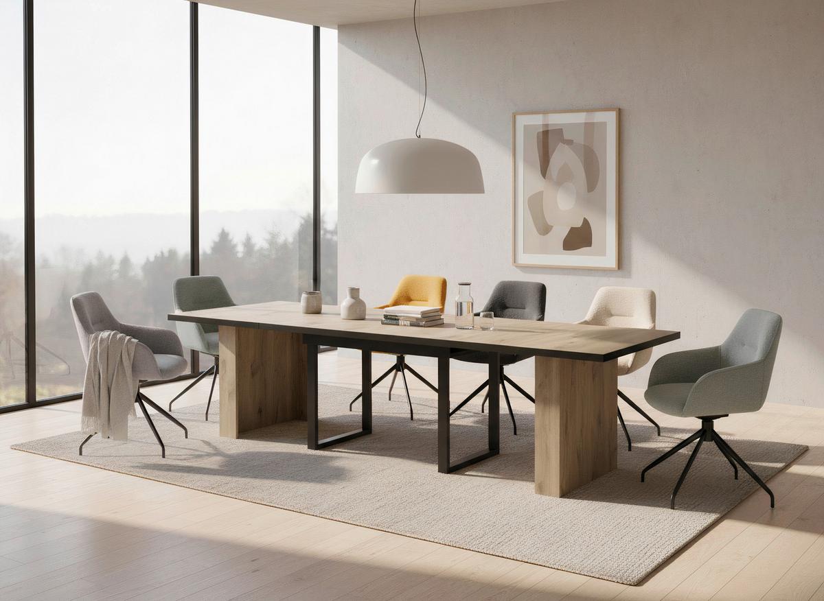 Armlehnstuhl-Set Triest S 2er-Set - Anthrazit/Schwarz, MODERN, Textil/Metall (56/83/60cm) - MID.YOU