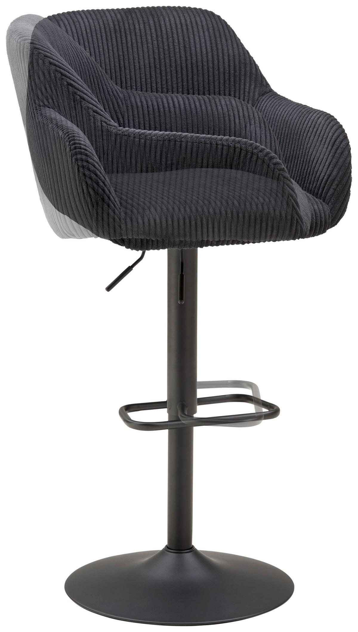 Barhocker-Set Kiana - Schwarz, LIFESTYLE, Textil/Metall (44/95-117/55cm) - Livetastic