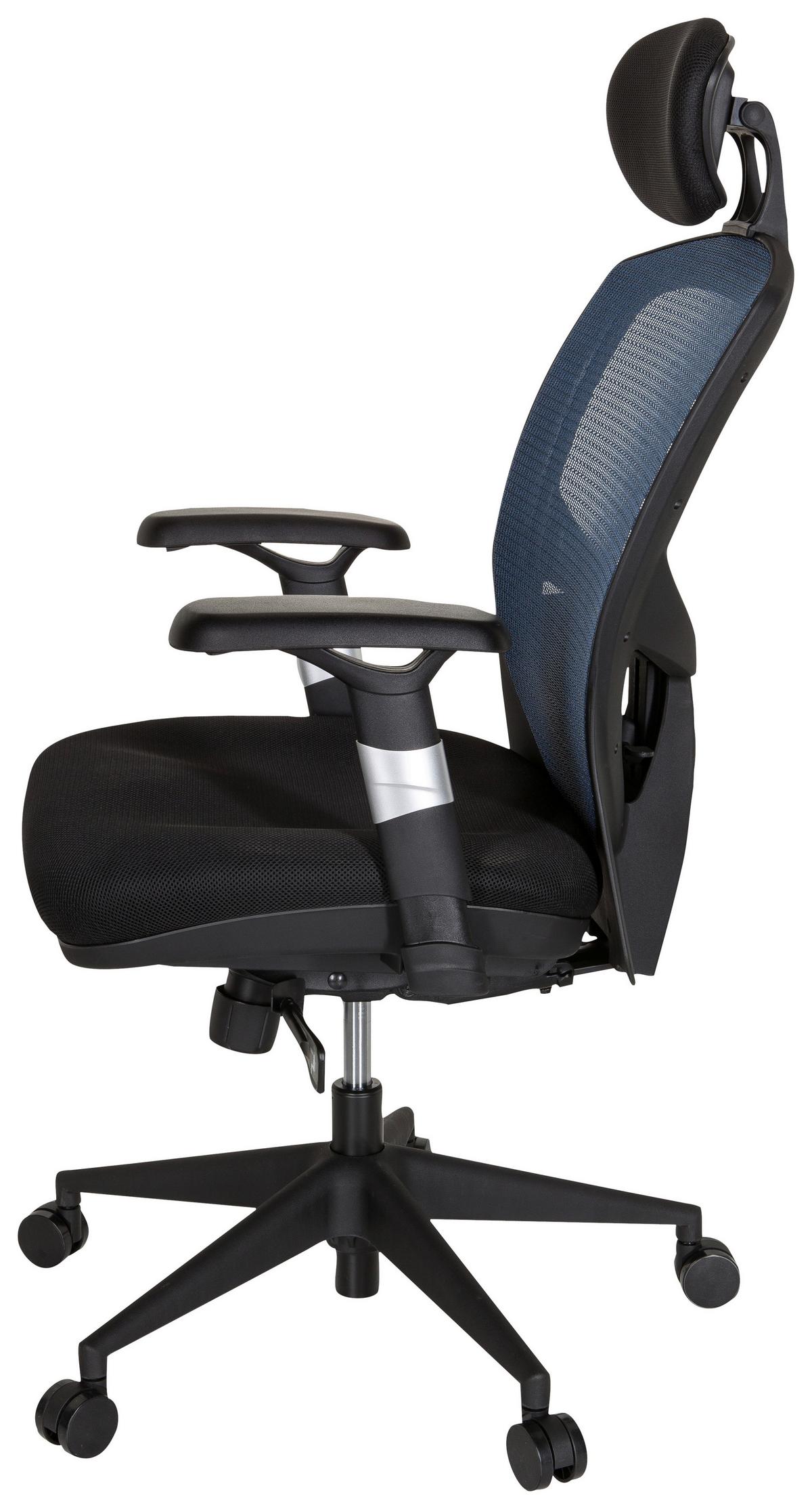 Bürostuhl Venus Base Blau/schwarz Bis 120 Kg - Blau/Schwarz, Basics, Kunststoff/Textil (66/117/65cm) - MID.YOU