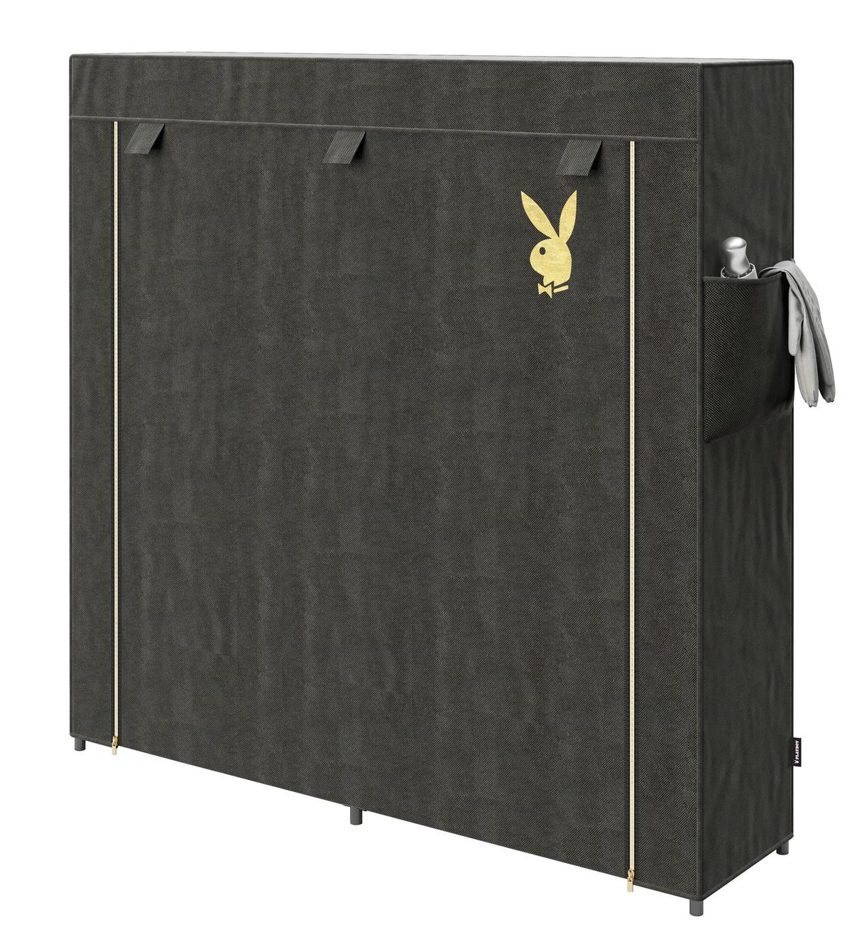 Schuhschrank Tracy Schwarz B: 113 Cm - Schwarz, Basics, Textil/Metall (113/108/28cm) - Playboy