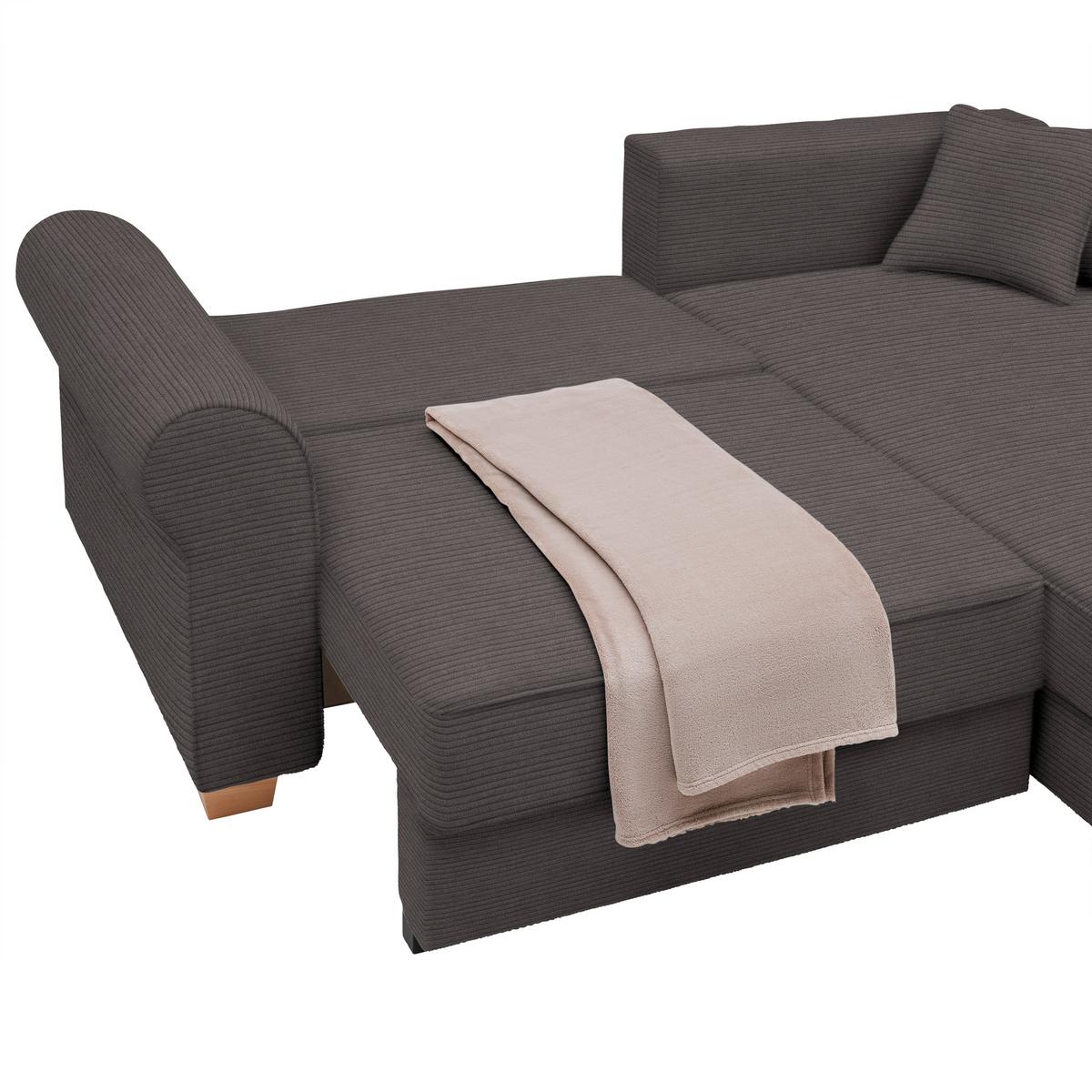 Sedací souprava ANGELO, oboustranná,tm.šedý manšestr - tmavě šedá, Moderní, dřevo/kompozitní dřevo (255/92/185cm) - Mömax