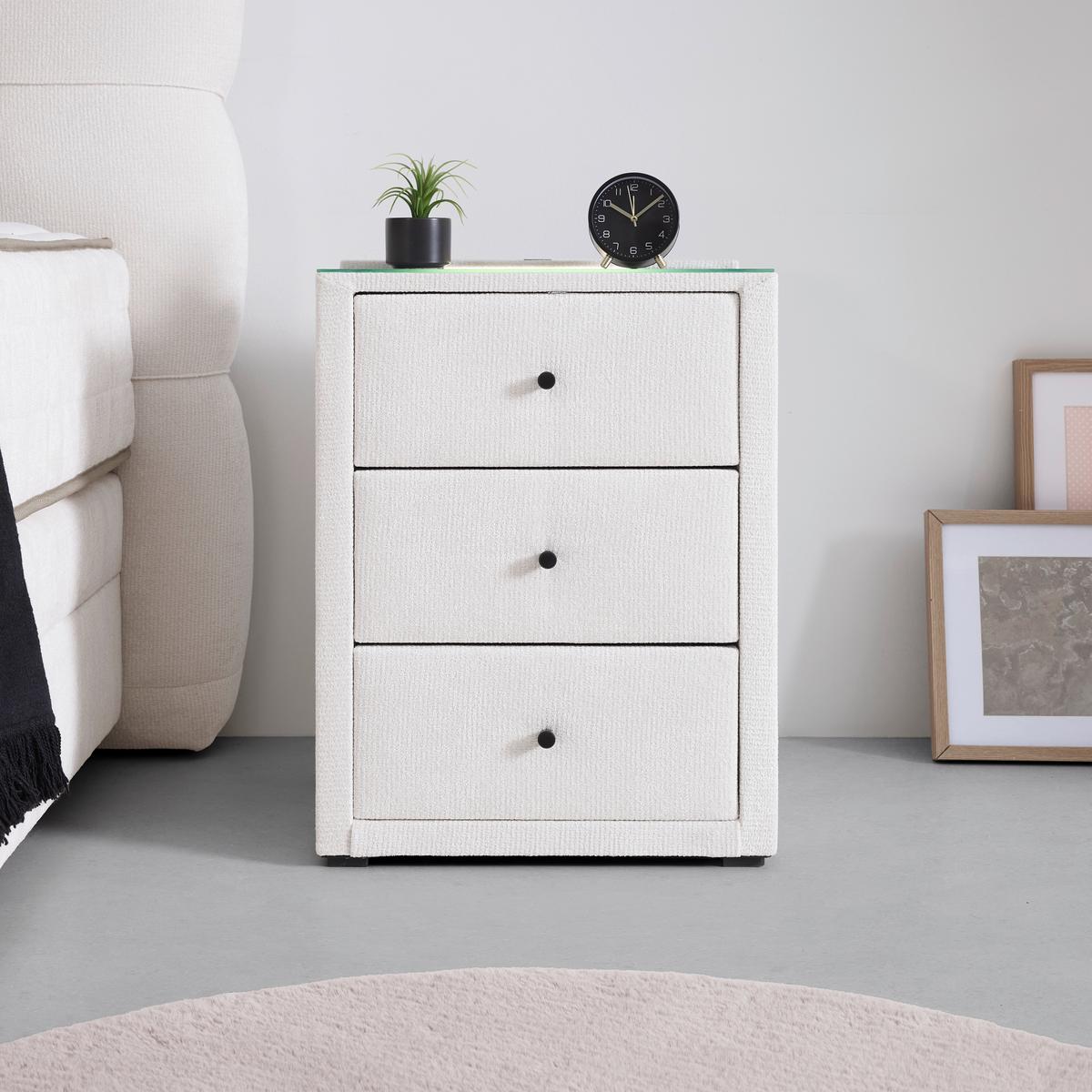 Nočný stolík UNIVERSAL béžová - béžová, Konventionell, kompozitné drevo/textil (48/68/45,5cm) - Premium Living