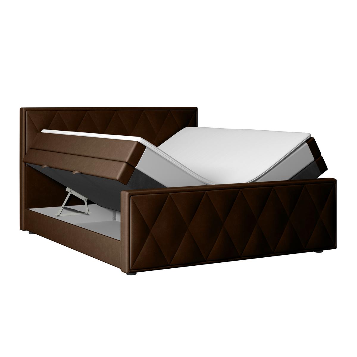 Boxspringbett mit Bettkasten Porto 180x200 cm Braun - Schwarz/Braun, MODERN, Holz/Textil (180/200cm) - MID.YOU