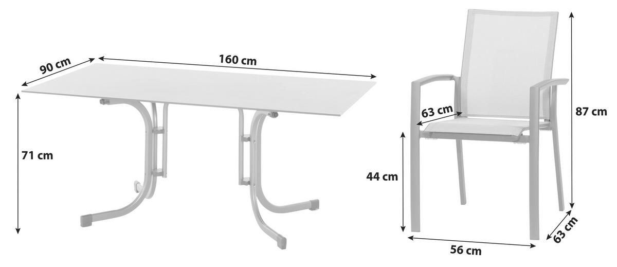 Loungegarnitur 5-Tlg Velia aus Metall - Anthrazit/Schwarz, KONVENTIONELL, Keramik/Textil - Siena Garden