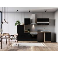 Küchenblock Merle Schwarz B: 280 Cm - Eichefarben/Schwarz, Basics, Glas/Holzwerkstoff (280cm) - Respekta