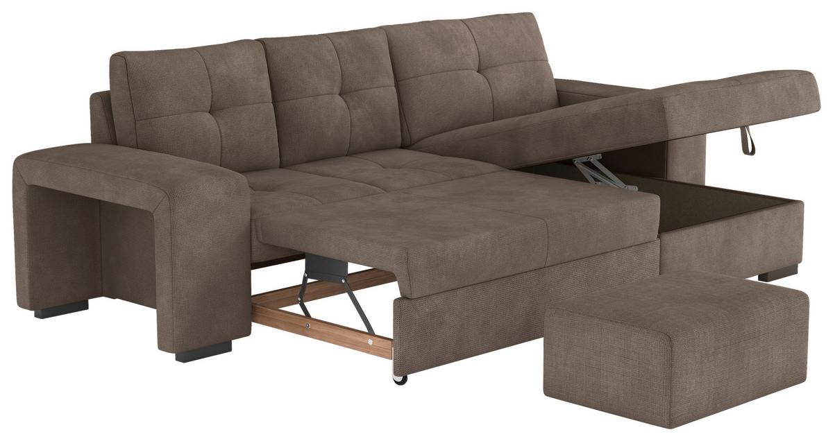 Eckschlafsofa Mattina Taupe S: 268x156 Cm - Taupe/Schwarz, MODERN, Textil (268/156cm) - MID.YOU