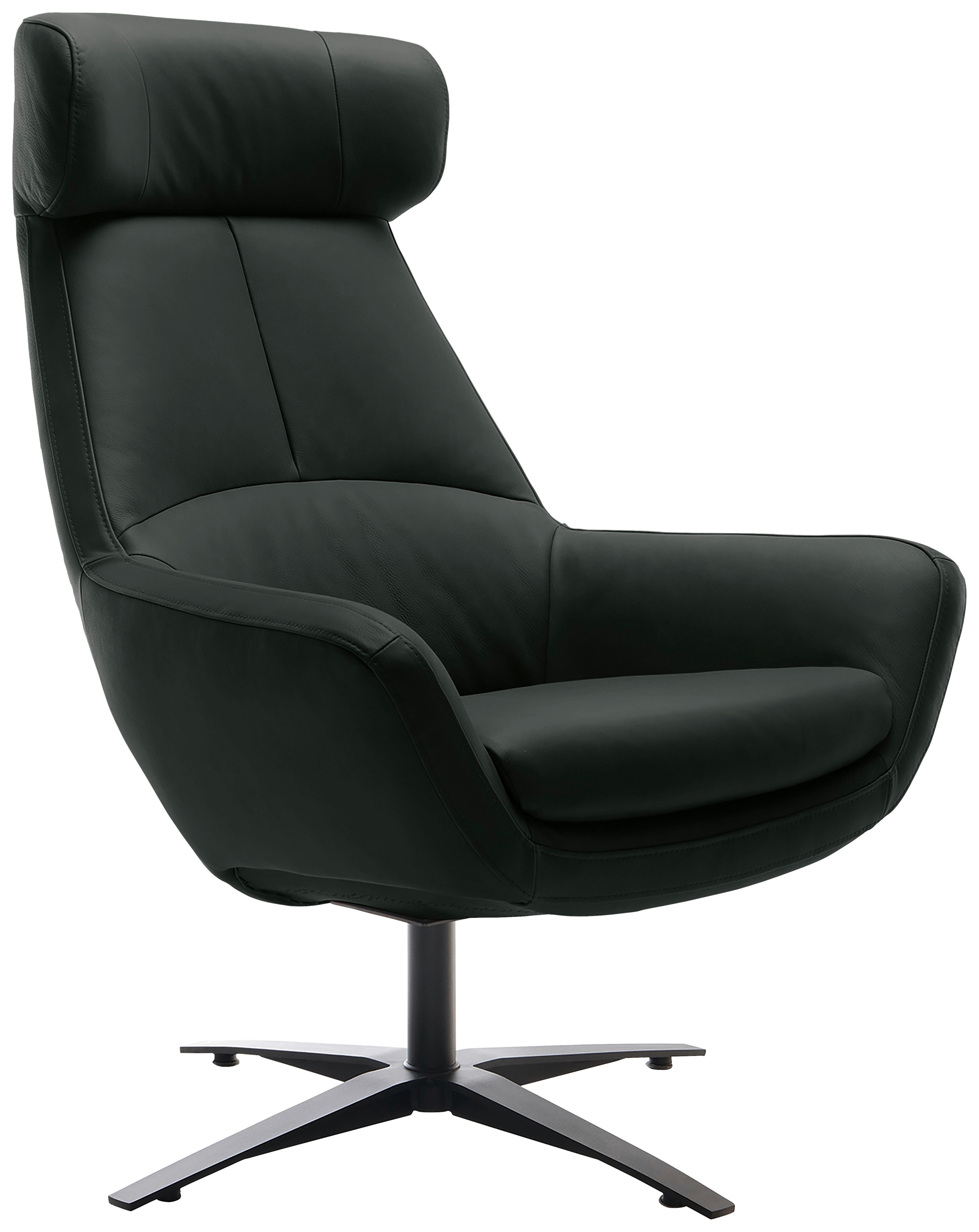 Sessel Organic, Schwarz B: 81 Cm - Schwarz, MODERN, Leder (81/112/83cm) - Trendmanufaktur