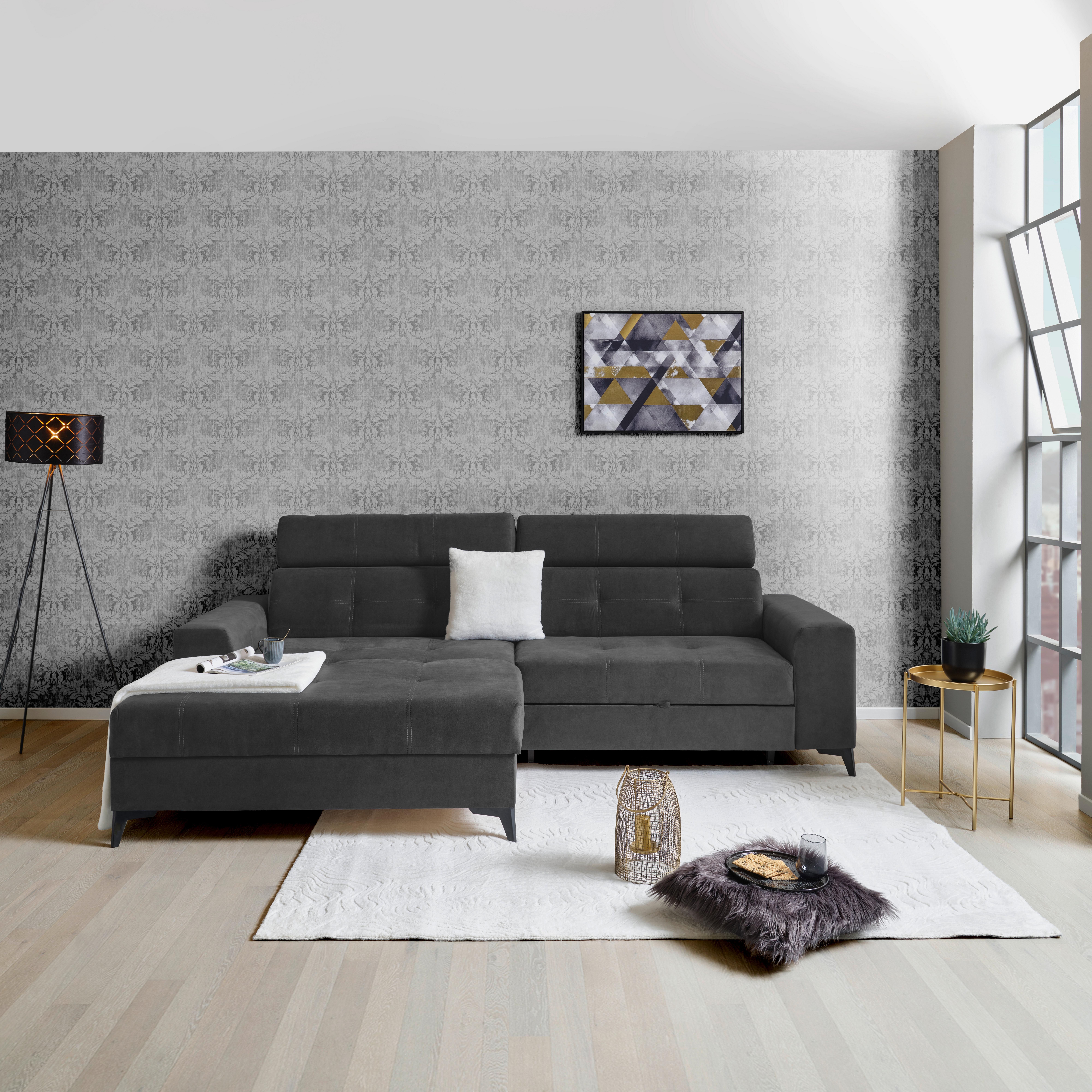 Wohnlandschaft Florida - Anthrazit, MODERN, Holz/Holzwerkstoff (175/275cm)
