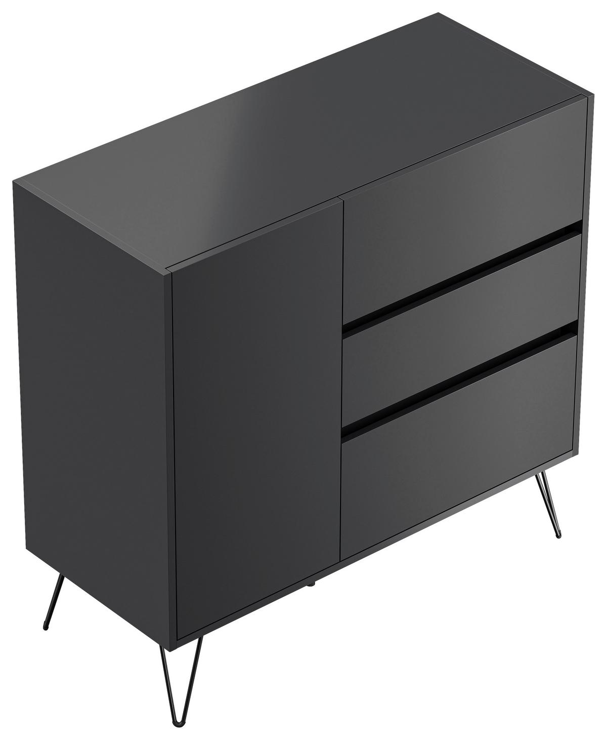 Sideboard Posseik Industrial Graphitfarben B: 99 cm - Schwarz/Graphitfarben, Design, Holzwerkstoff (99/93,6/42cm) - P & B
