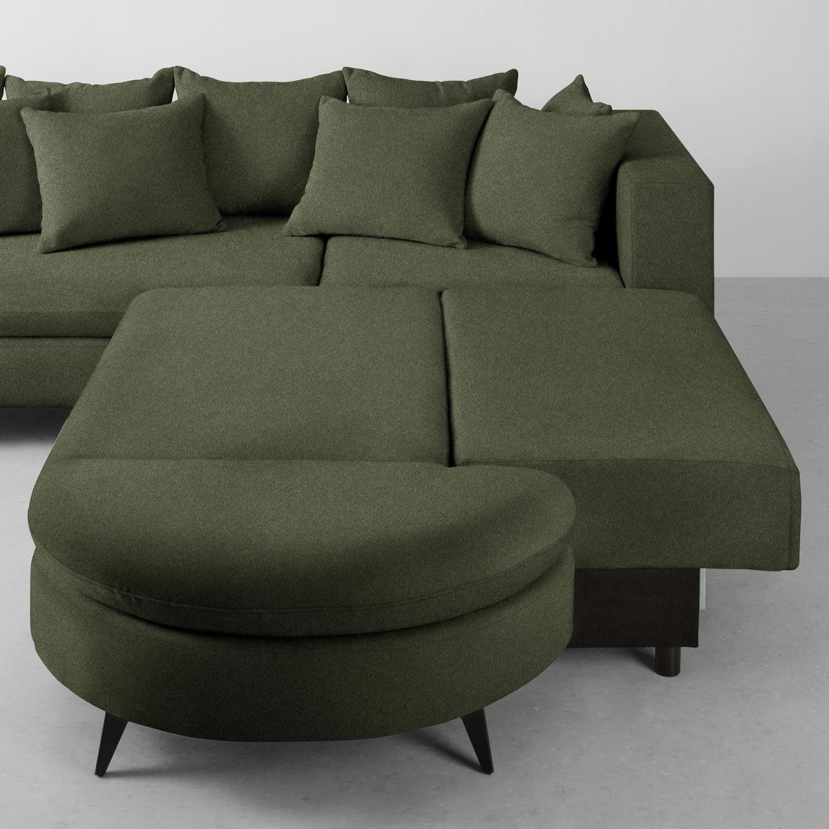 Rohová sedačka AXEL, pravá, olivově zelená žinylka - černá/olivově zelená, Moderní, kov/textil (291/250cm) - Mömax