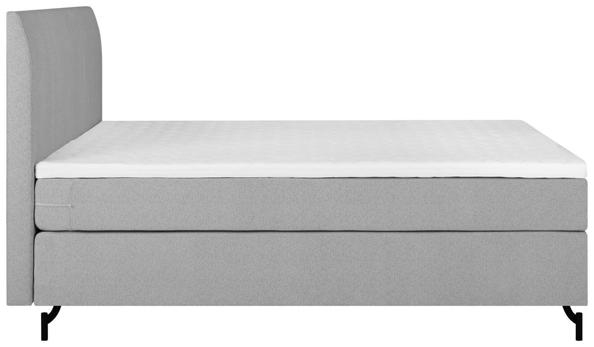 Boxspringbett Linz 180x200 Cm Grau Inkl. Topper - Schwarz/Grau, MODERN, Textil (180/200cm) - MID.YOU