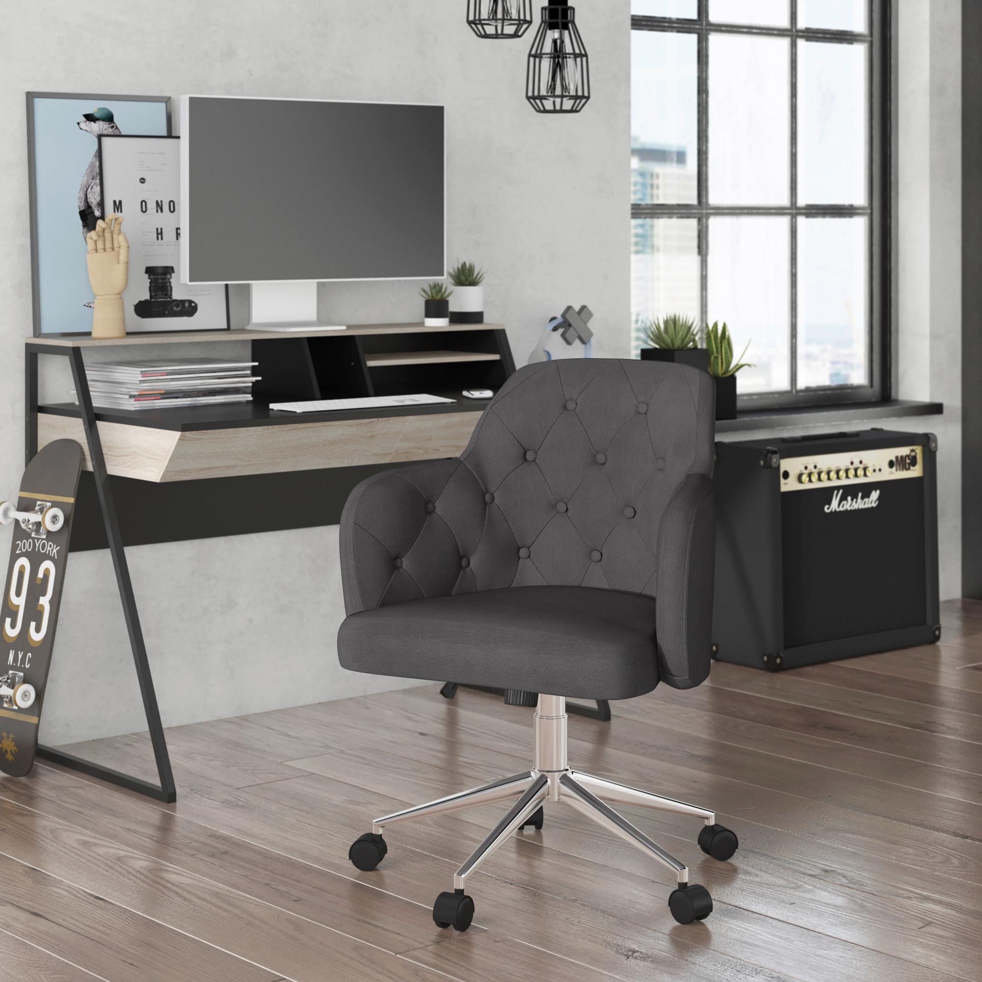 Drehstuhl Washington Grau B: 66 cm - Silberfarben/Grau, Design, Holzwerkstoff/Textil (66/99/57cm) - MID.YOU