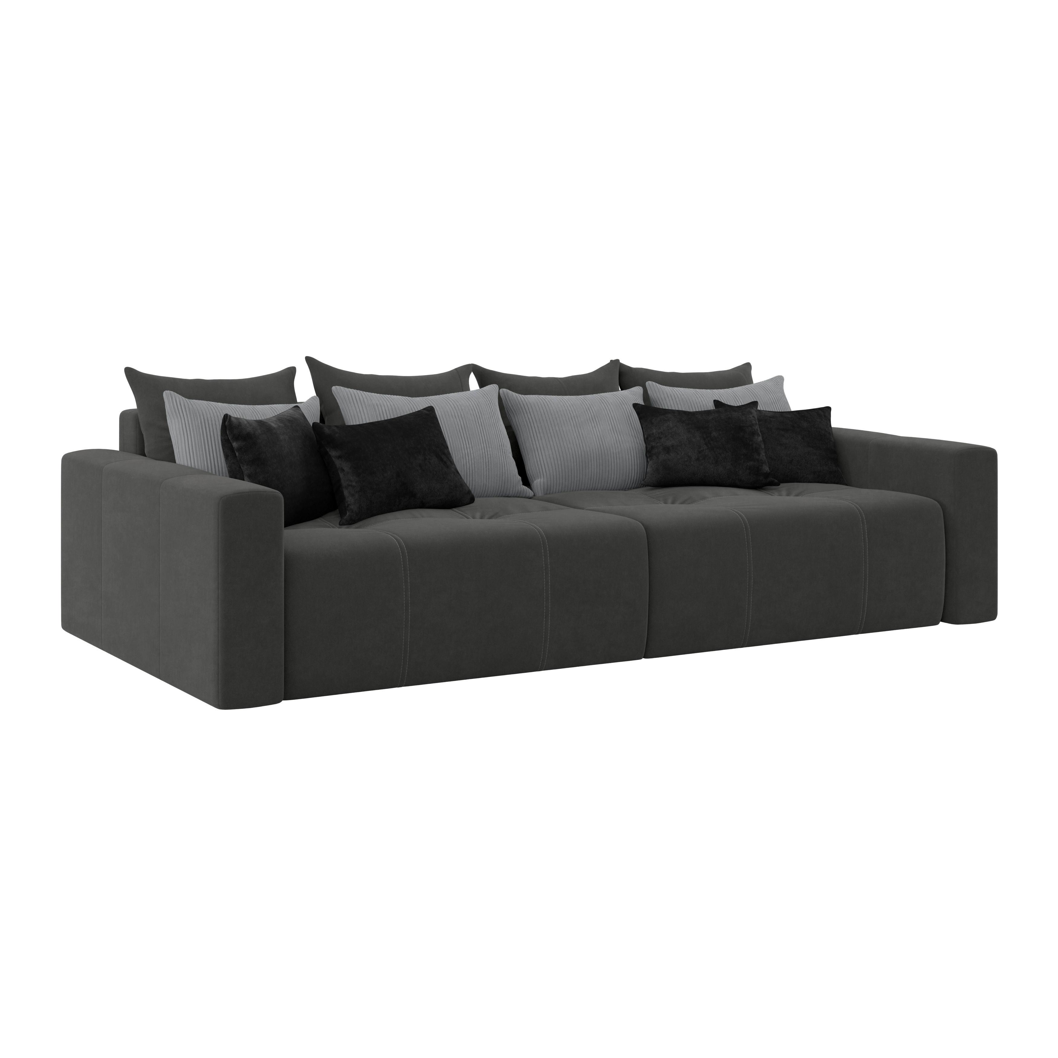 Big Sofa mit Schlaffunktion Hanna B: 280cm Grau - Schwarz/Grau, MODERN, Textil (280/87/145cm)