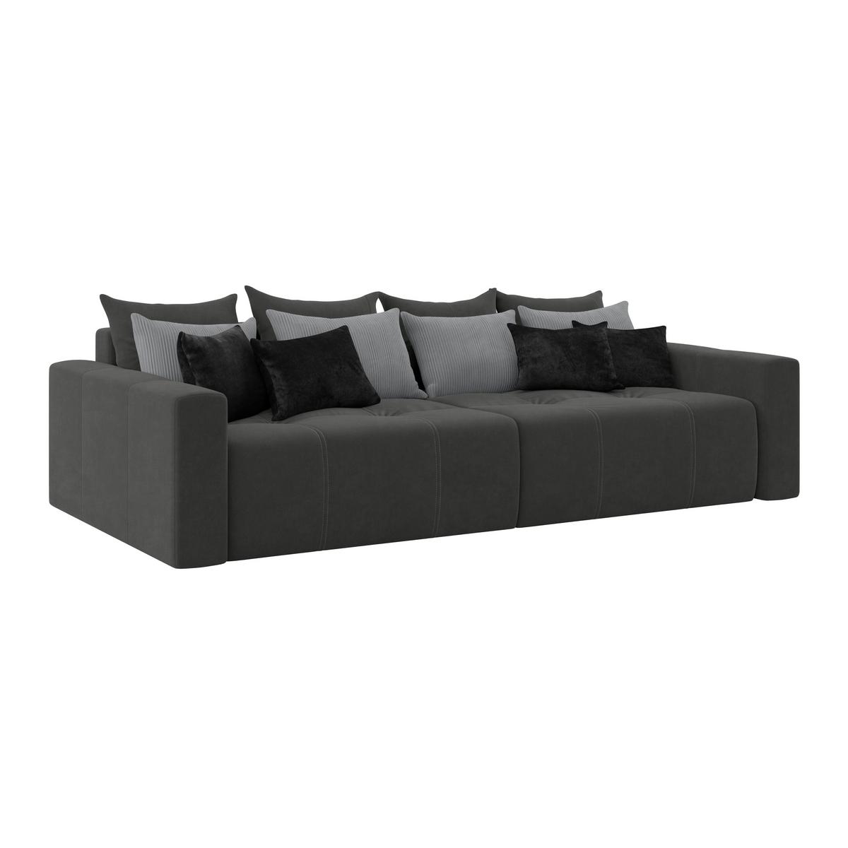 Big Sofa Mit Schlaffunktion Hanna B: 280 Cm Grau - Schwarz/Grau, MODERN, Textil (280/87/145cm)