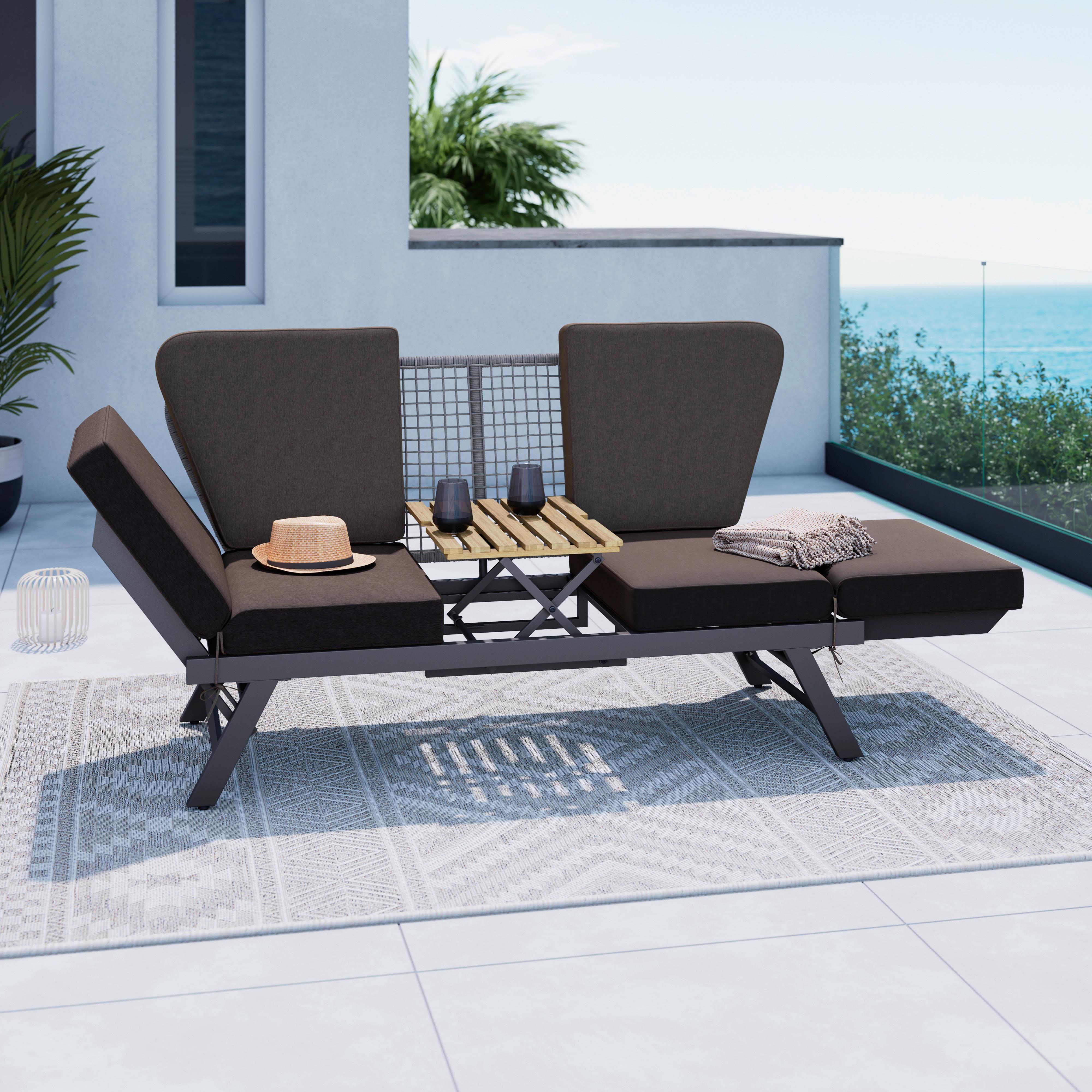 Gartenbank Metall Relax mit Kissen - MODERN (215/83/75cm) - Beldano