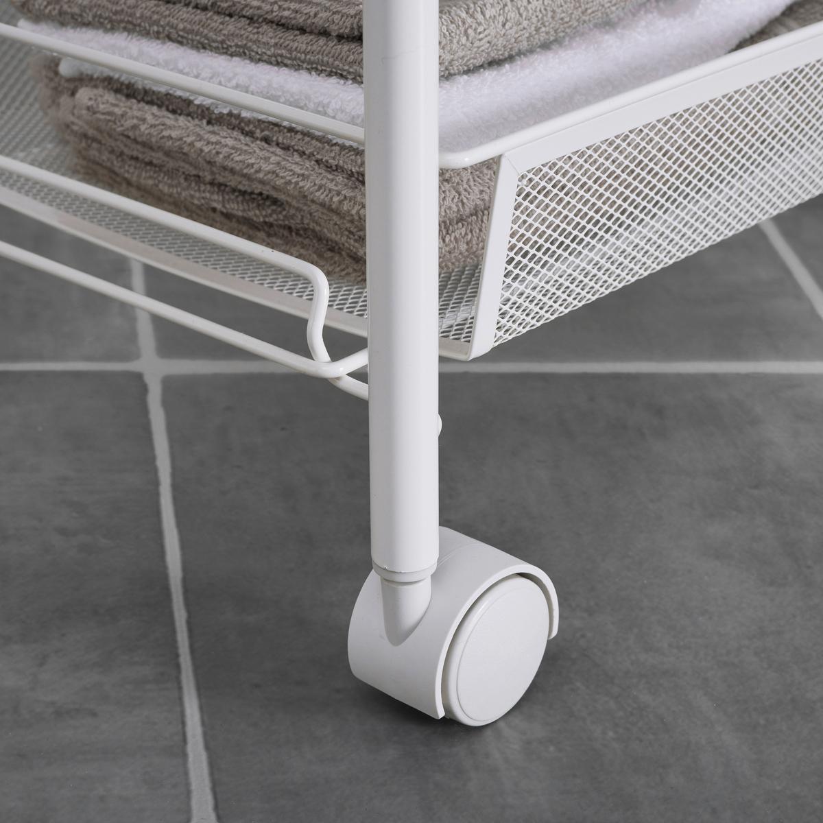 Regál na kolieskach SANDRO biely - biela, Modern, kov/plast (45/105/26cm) - P & B