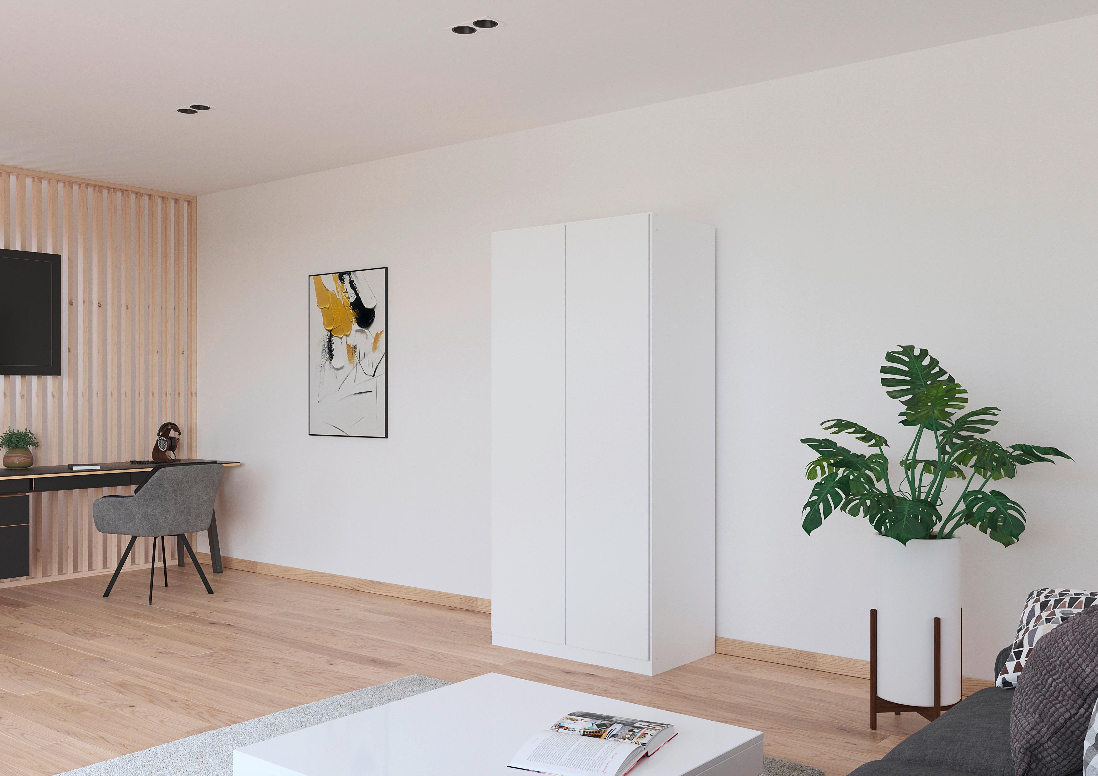 Drehtürenschrank Costa Weiß B: 91 cm - Weiß, MODERN, Holzwerkstoff (91/197/54cm) - Rauch Möbel