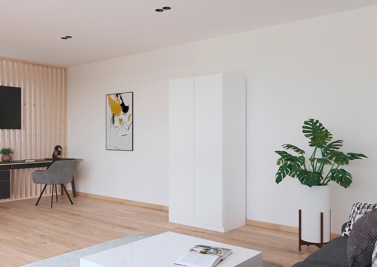 Drehtürenschrank Costa Weiß B: 91 cm - Weiß, MODERN, Holzwerkstoff (91/197/54cm) - Rauch Möbel