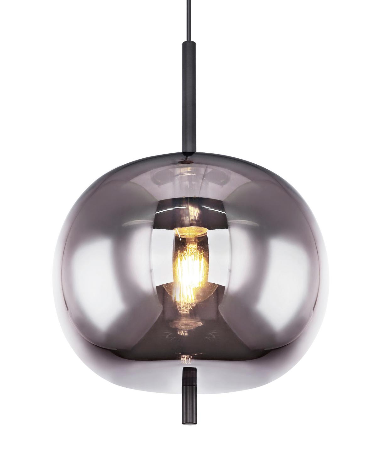 Hängeleuchte Blacky H: 120 Cm 1-Flammig, Mit Rauchglas - Schwarz, Basics, Glas/Metall (30/120cm) - Globo