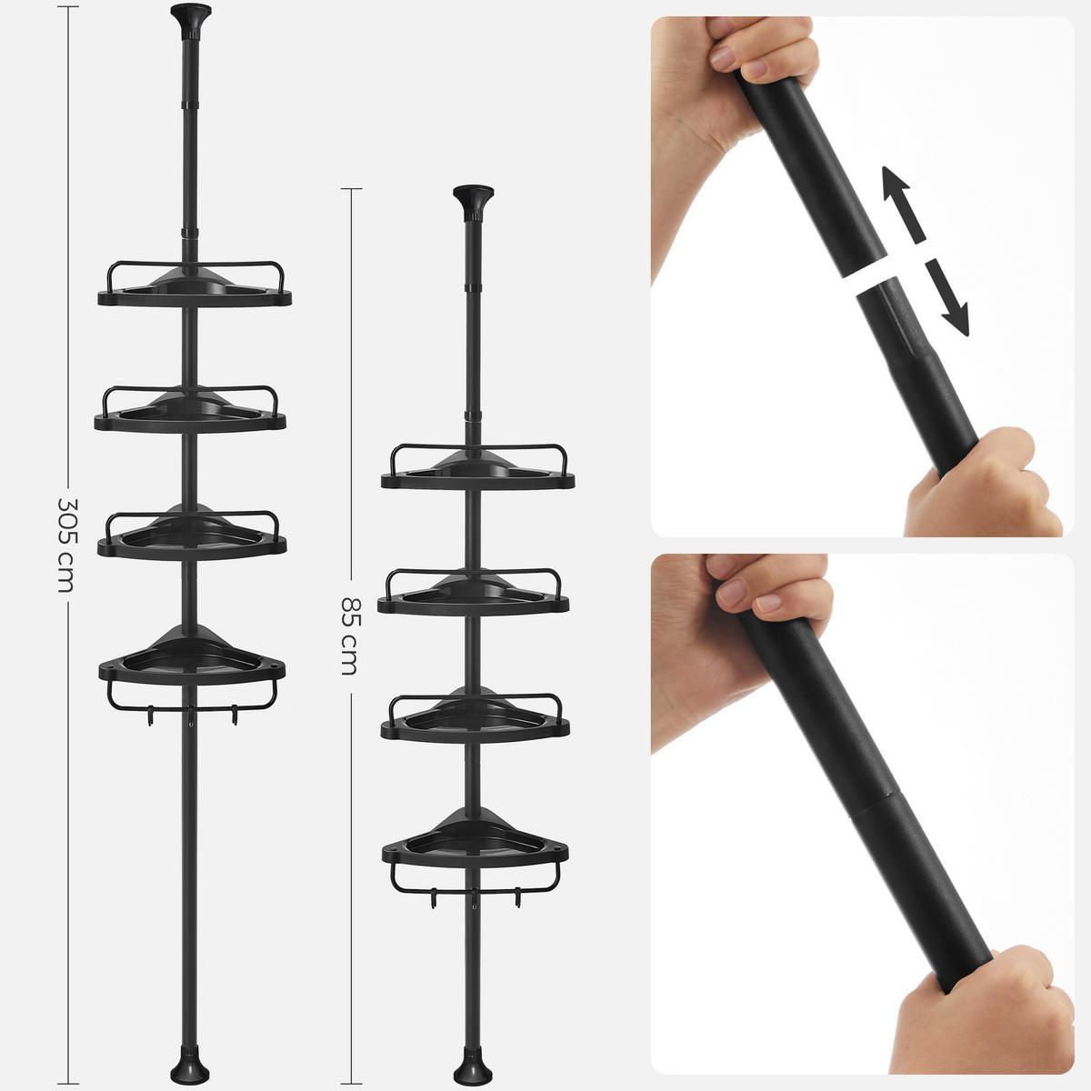 Duschregal Schwarz B: 35 cm - Schwarz, Basics, Kunststoff/Metall (35/85-305/25cm)