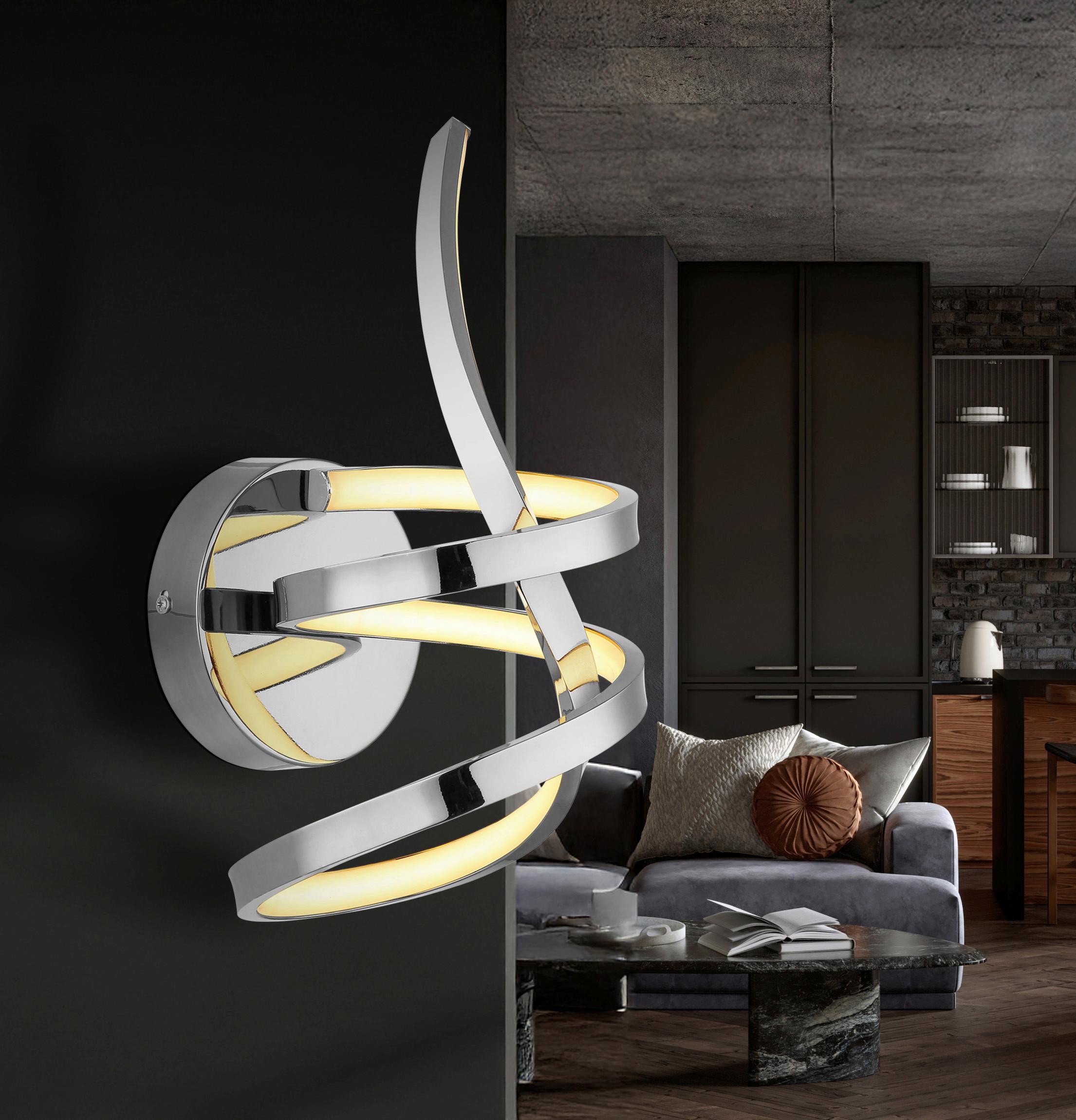 LED-Deckenleuchte Iduna Weiß Chromfarben D: 16 cm - Chromfarben/Weiß, Design, Kunststoff/Metall (16/35cm) - Globo