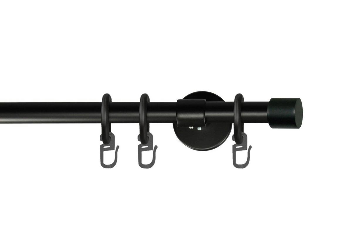 Vorhangstange Schwarz, 140 cm - Schwarz, KONVENTIONELL, Metall (140cm)