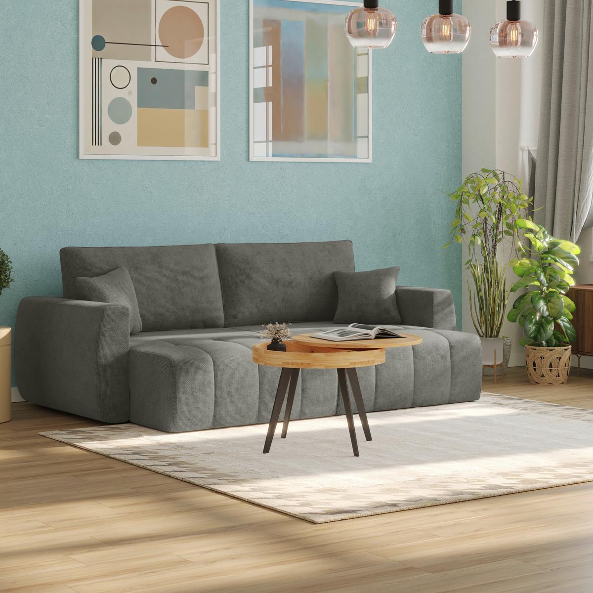 Schlafsofa Bali - Anthrazit/Schwarz, MODERN, Holz/Textil (245/74-90/104cm) - Luca Bessoni