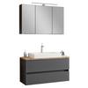 Badmöbel-Set 3-Tlg. inkl. LED Pienza B: 100 cm, Graphitgrau - Eichefarben/Weiß, Basics, Keramik/Holzwerkstoff (100cm) - Held