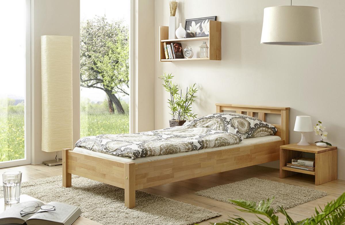 Bett Echtholz 100x200 Merci, Buche Geölt - Buchefarben, KONVENTIONELL, Holz (100/200cm) - MID.YOU