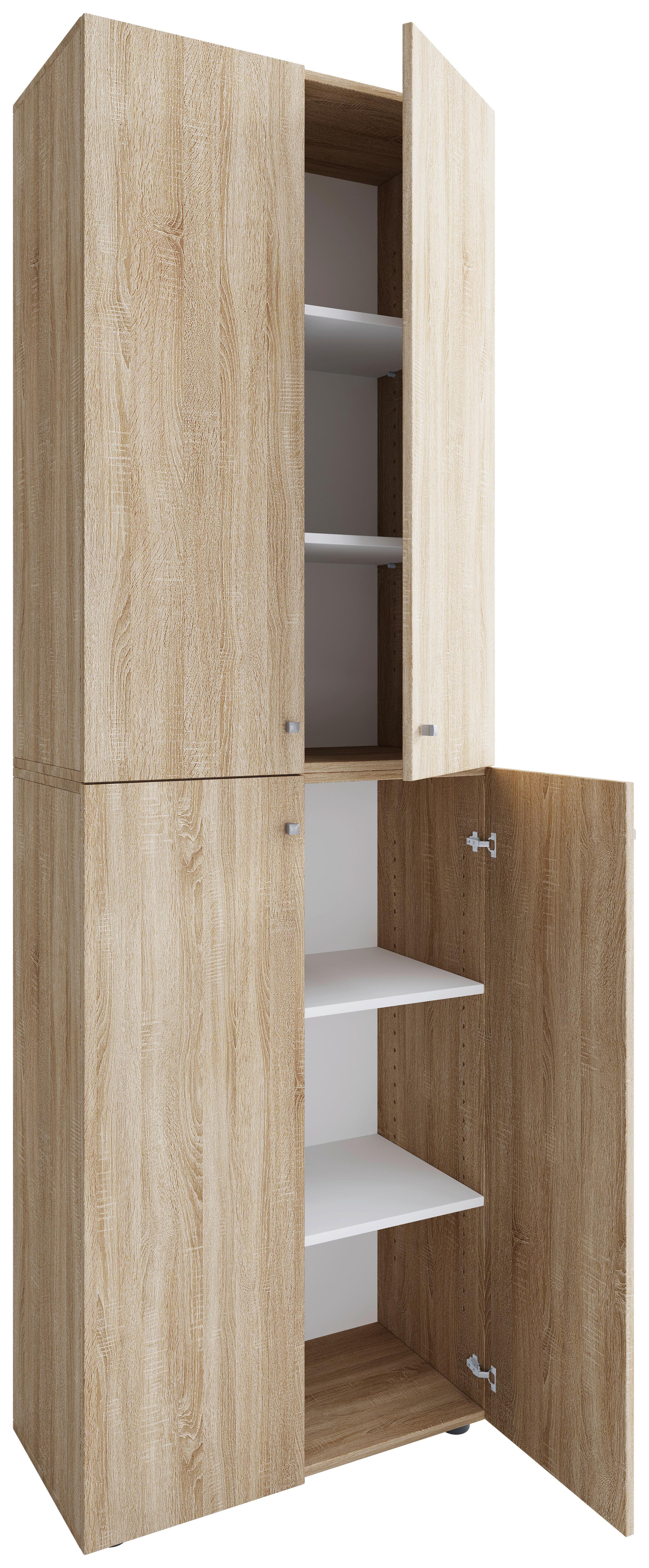 SCHUHSCHRANK Lona Sonoma Eiche Dekor - Schwarz/Sonoma Eiche, Design, Holzwerkstoff (70/220/40cm) - MID.YOU
