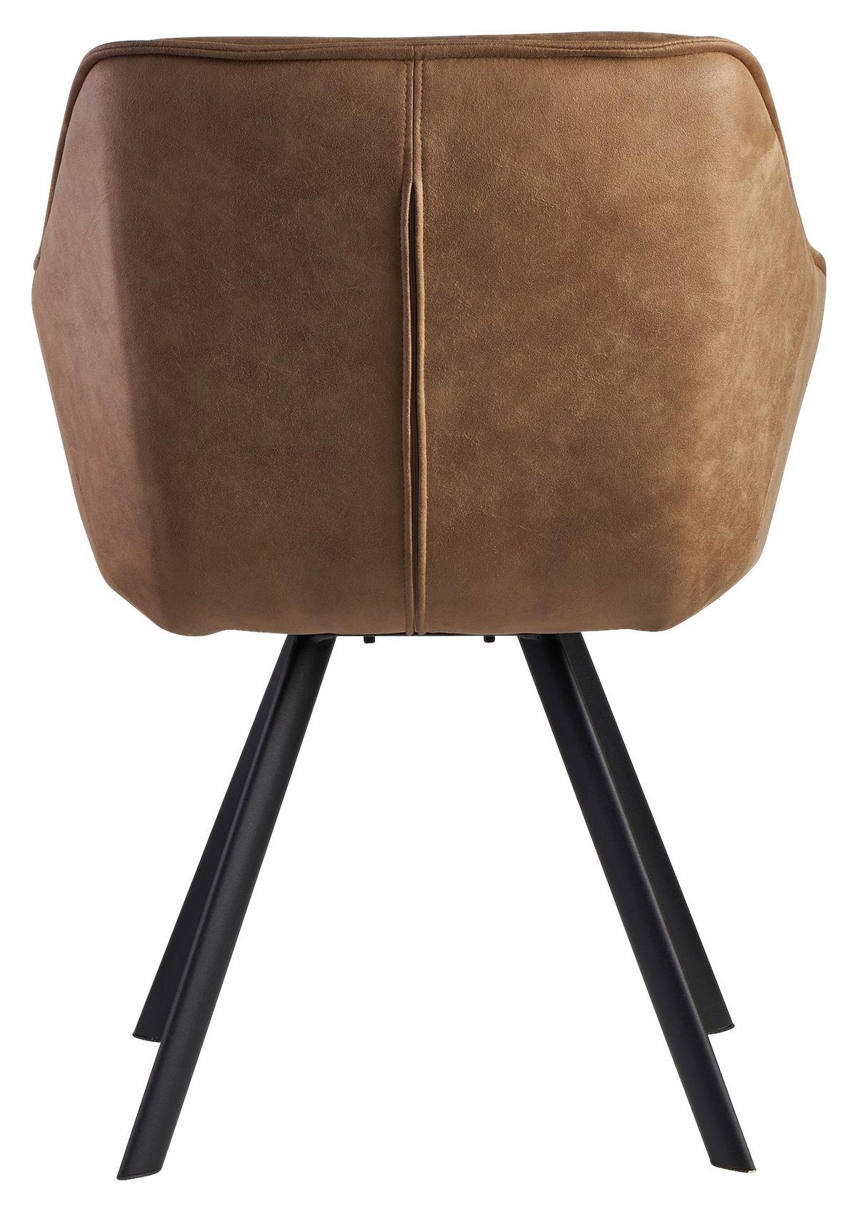 Židle s područkami WOHNLING  hnědá - černá/béžová, Moderní, kov/textil (60/85/64cm) - MID.YOU