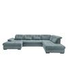 Wohnlandschaft mit Bettkasten Rigatti Hellblau B: 387 cm - Schwarz/Hellblau, MODERN, Textil (184/387/252cm) - Livetastic