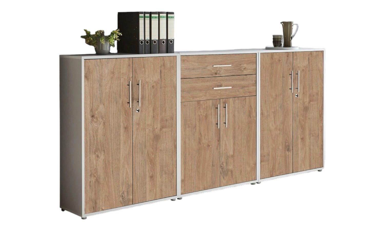 Aktenschrank Office Edition Grau/Eiche Dekor B: 253,2cm