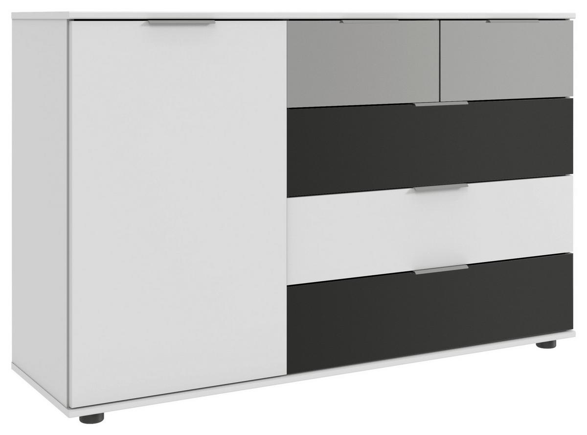 Kommode 130 Cm Monaco, Grau/weiß - Weiß Hochglanz/Hellgrau, MODERN, Glas/Holzwerkstoff (130/83/41cm) - MID.YOU