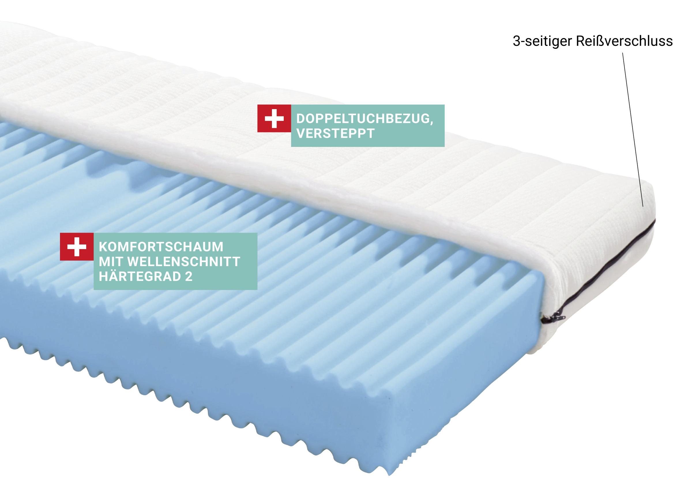 Komfortschaummatratze Flex 90x200 cm H2 H: 15 cm - Weiß, MODERN, Textil (90/200cm) - MID.YOU