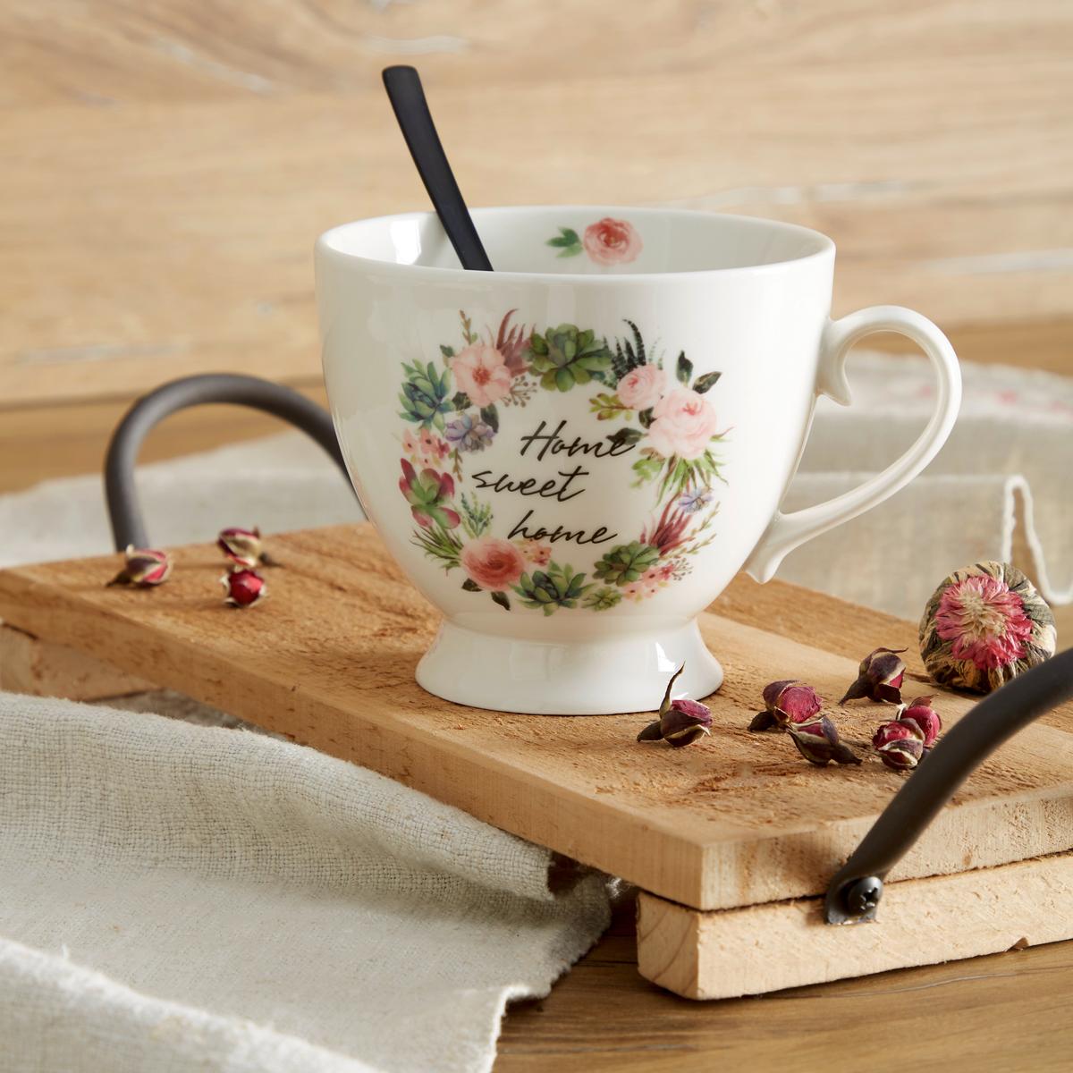 Kaffeebecher New Bone China 380 ml Weiß Emi - Multicolor, Basics, Keramik (10,9/9,4cm) - Ondega