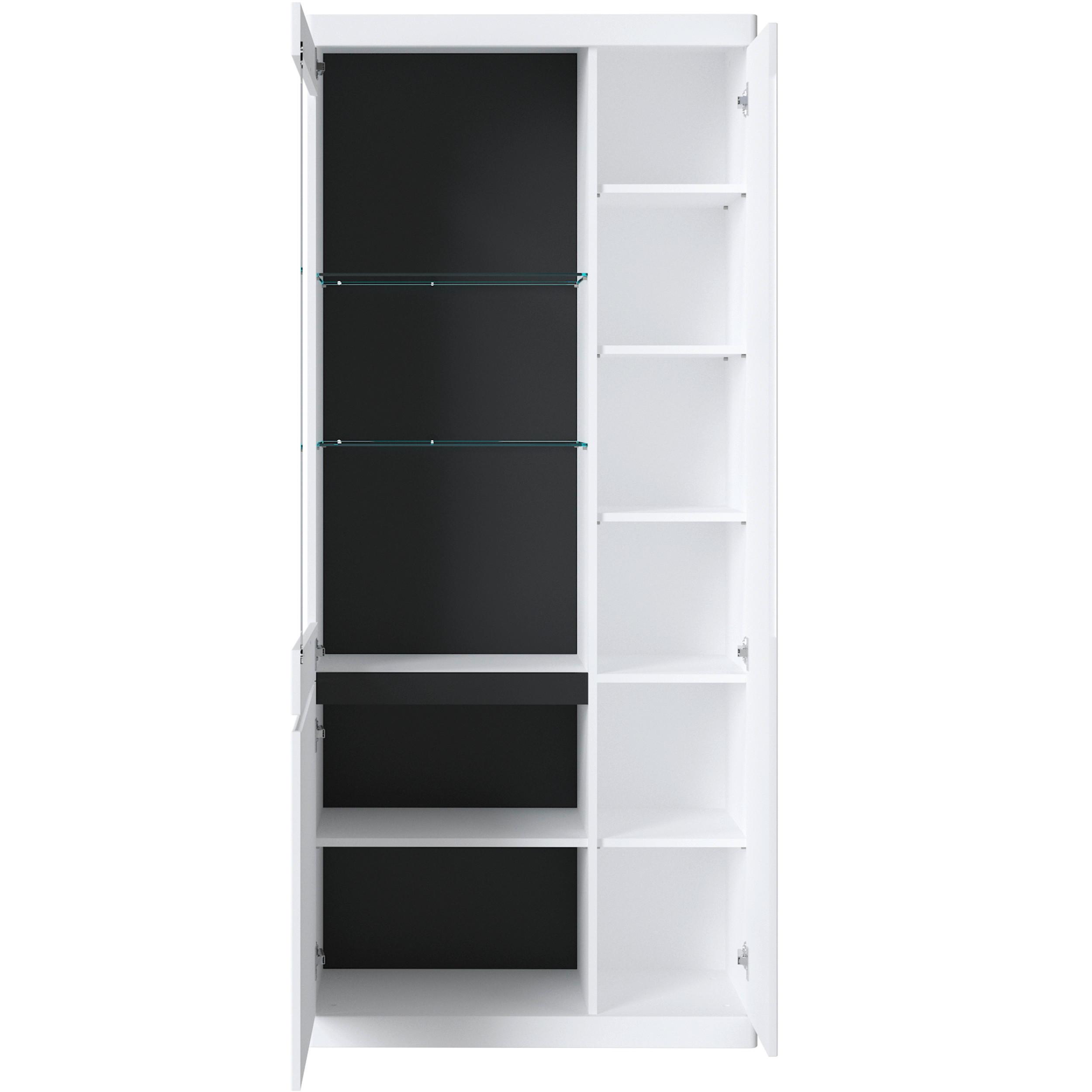 Vitrine Turino Neo Weiß B: 86 Cm - Schwarz/Graphitfarben, Trend, Glas/Holzwerkstoff (86/196,5/39,9cm)