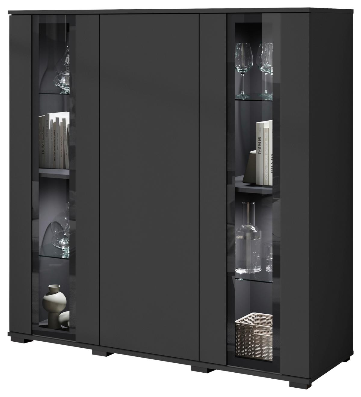 Kommode Caro Schwarz B: 120 Cm - Schwarz, Design, Glas/Holzwerkstoff (120/121,9/39,5cm) - Livetastic