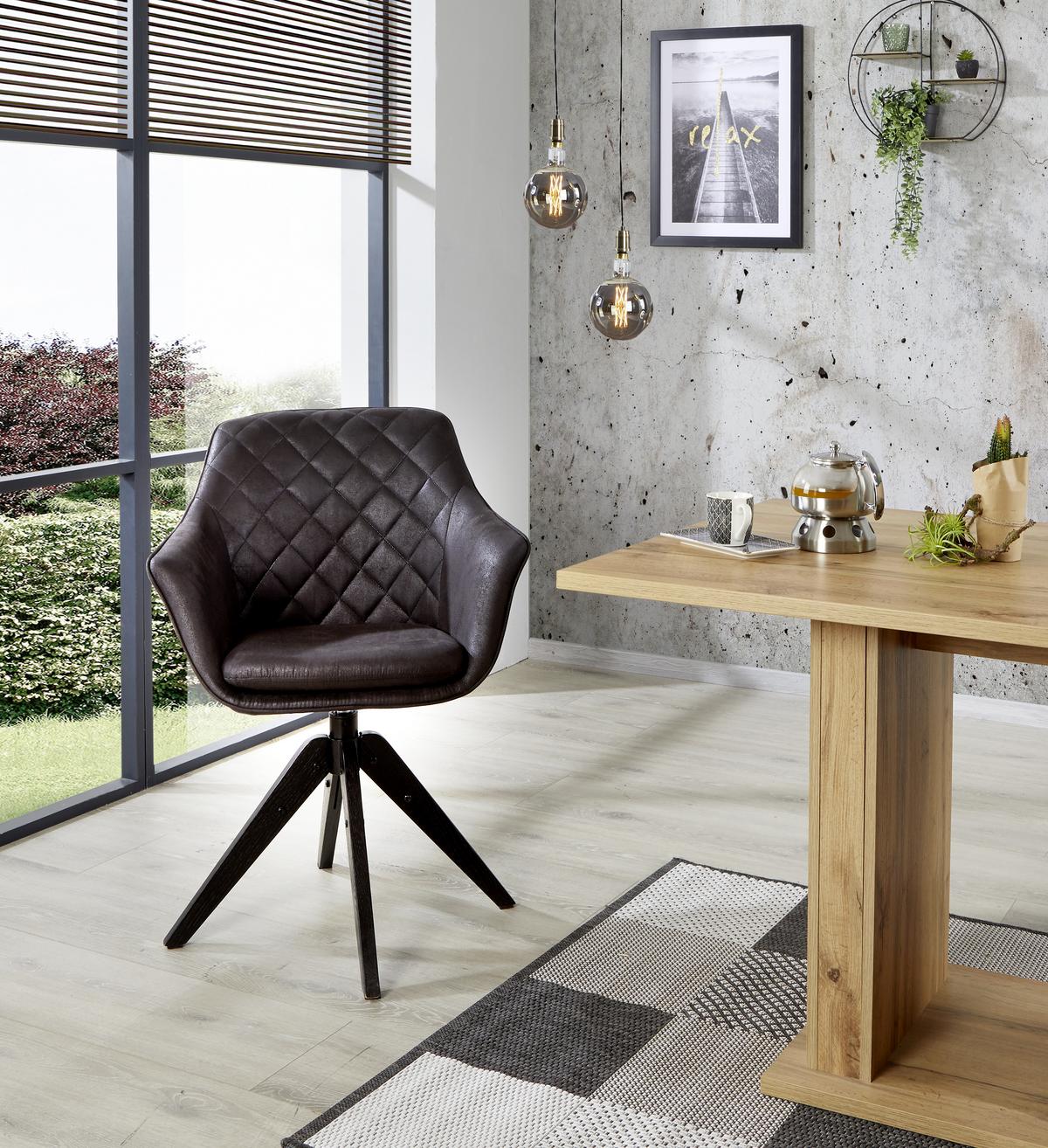 Armlehnstuhl Bellini Schwarz Mit Drehbarer Sitzfläche - Schwarz, MODERN, Holz/Textil (60/88/57,5cm) - MID.YOU