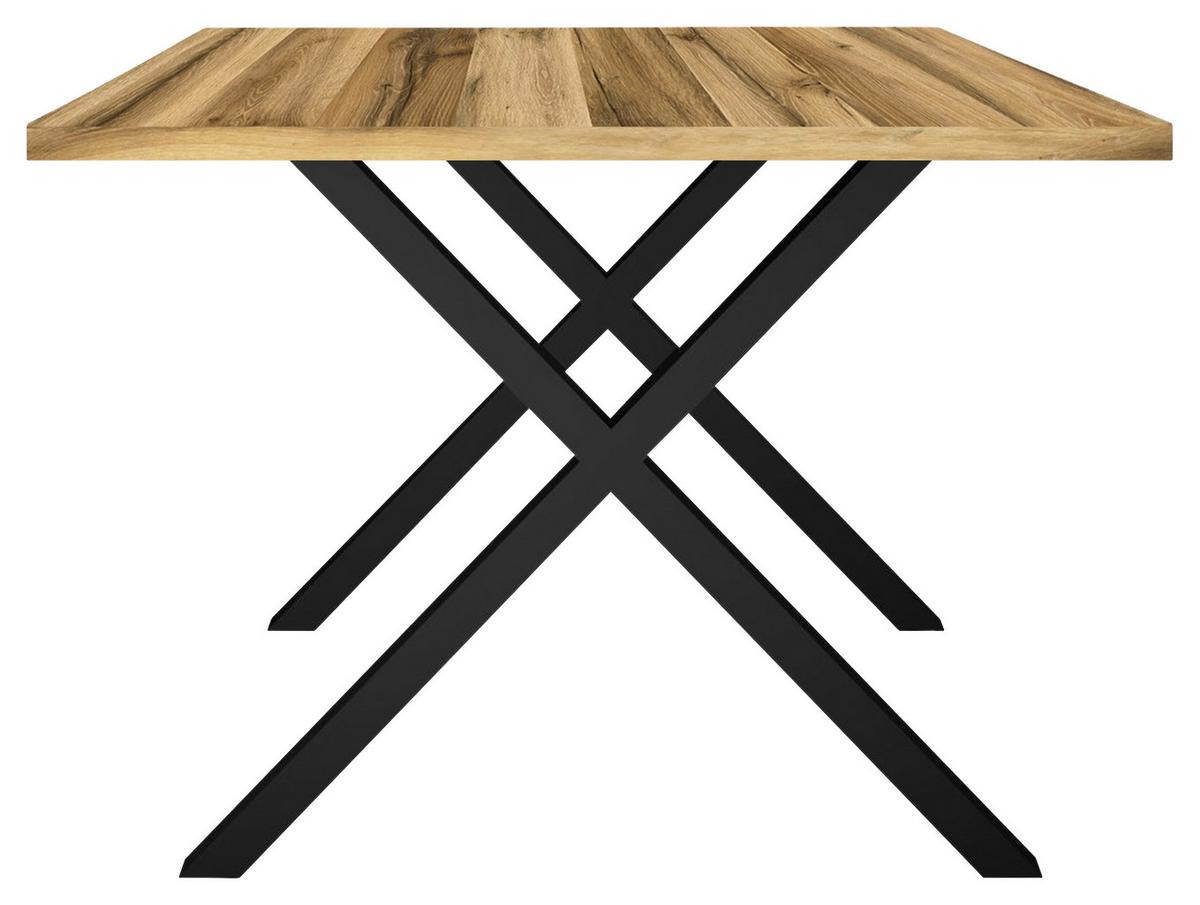 Esstisch Alex Schwarz, Plankeneiche - Plankeneiche/Schwarz, MODERN, Holzwerkstoff/Metall (160/90/78cm) - Livetastic
