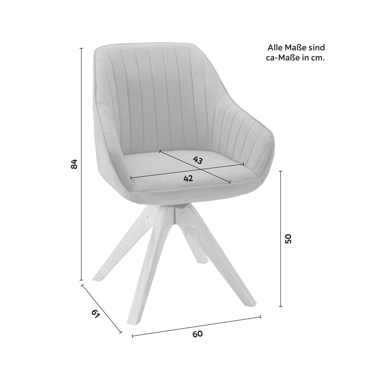Jedálenská stolička LEONIE šedá - sivá/farba duba, Modern, drevo/textil (60/84/61cm) - Modern Living