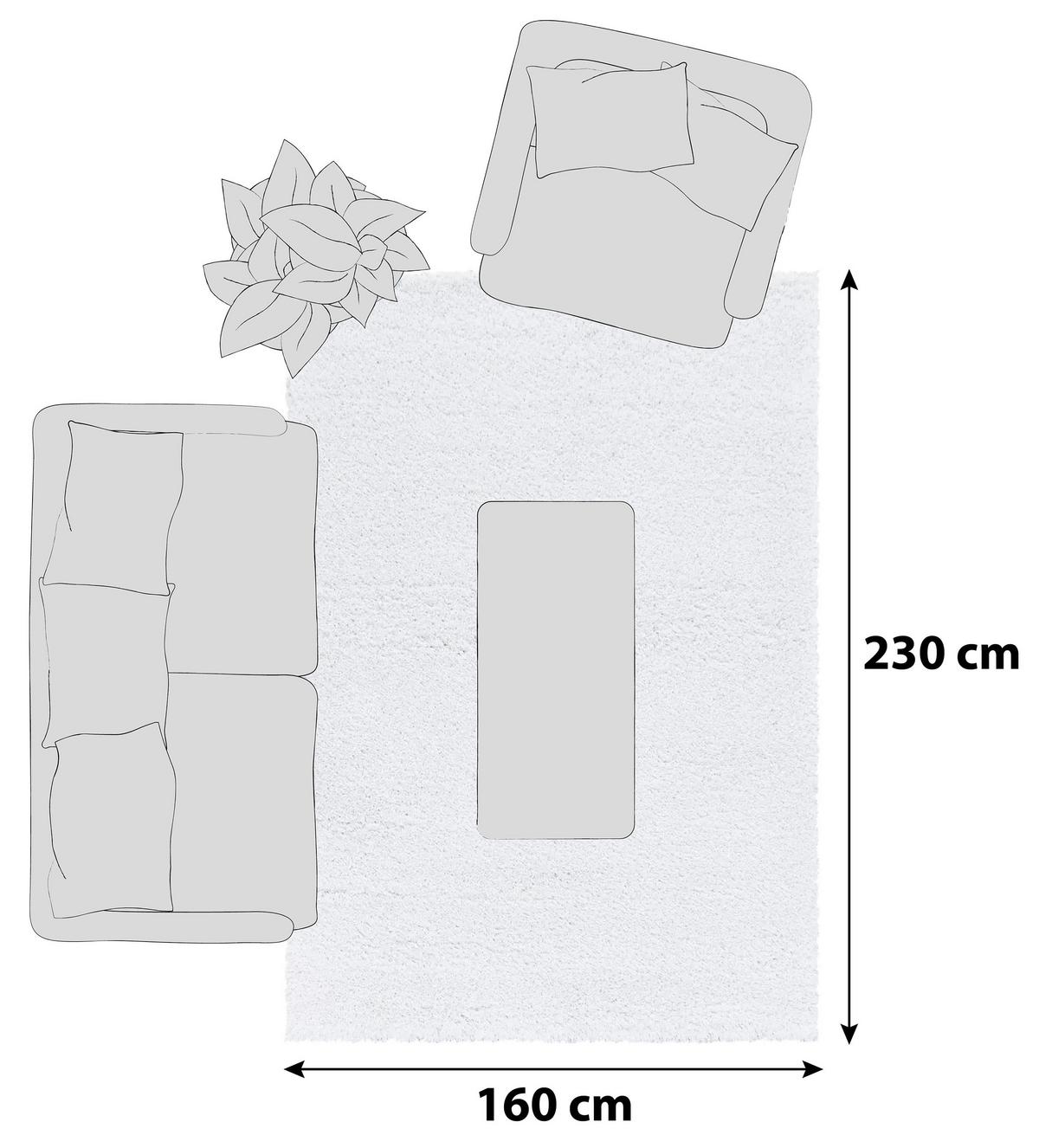 Hochflor Teppich Weiß Fluffy 160x230 cm - Weiß, Basics, Textil (160/230cm)