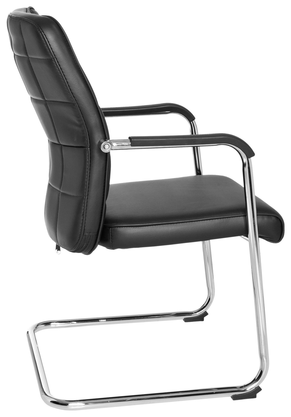 Besucherstuhl Flexo Lederlook Schwarz Bis 110 Kg - Chromfarben/Schwarz, MODERN, Kunststoff/Textil (55/94/43cm) - MID.YOU