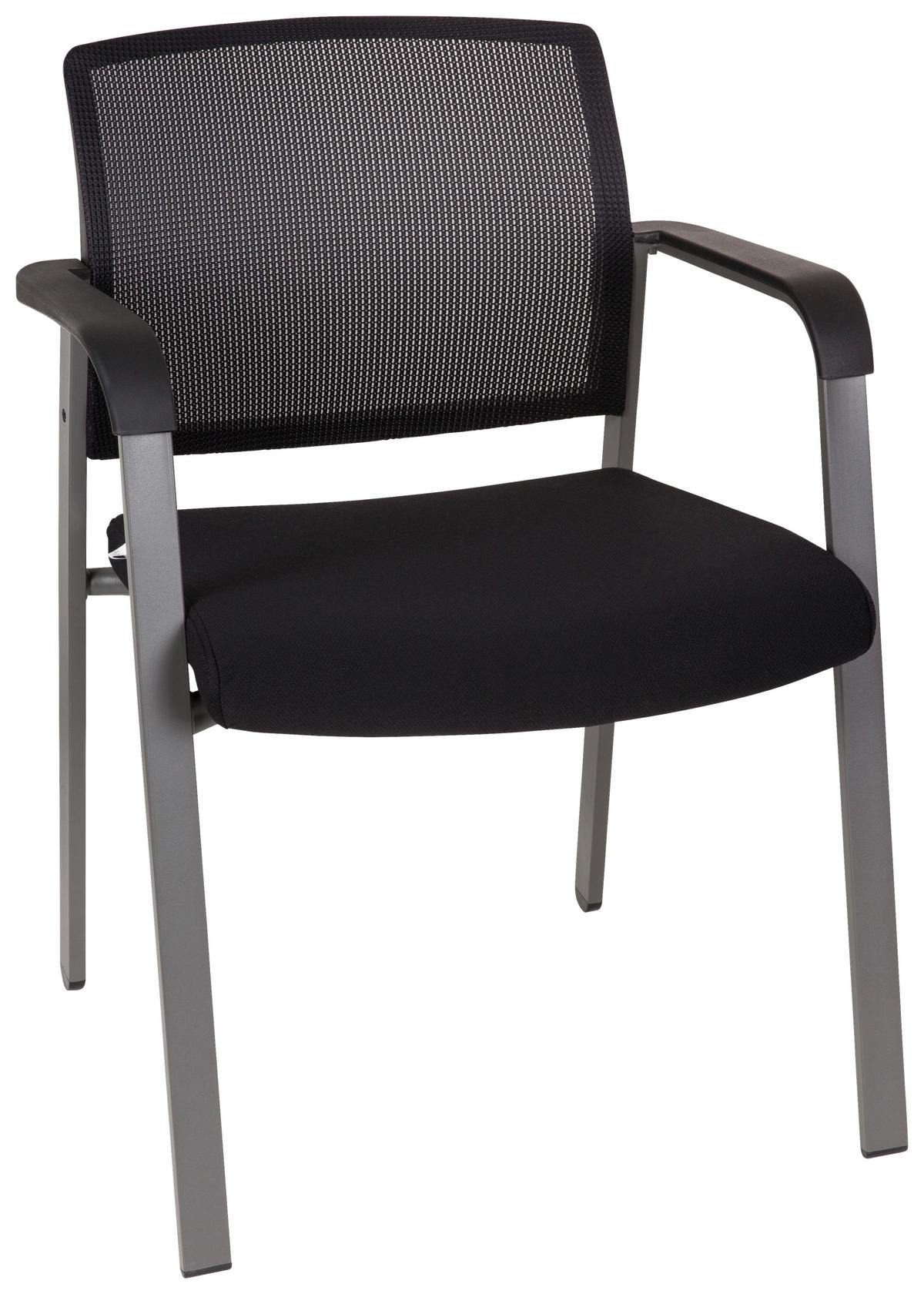 Besucherstuhl Meet Gepolstert Schwarz Bis 110kg - Schwarz, MODERN, Kunststoff/Textil (58/84/56cm) - MID.YOU