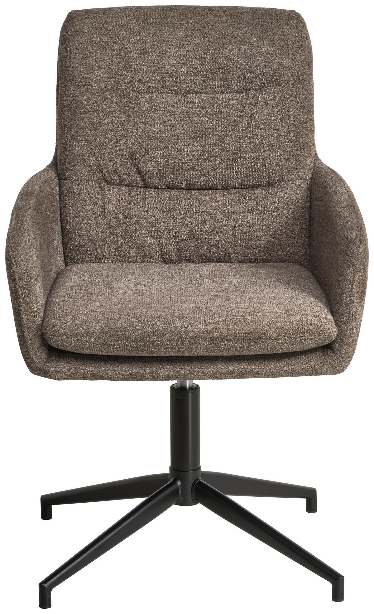 Armlehnstuhl Patrice Braun, Sitzfl. 360° Drehbar - Schwarz/Braun, Design, Holz/Textil (57/88/67cm) - MID.YOU