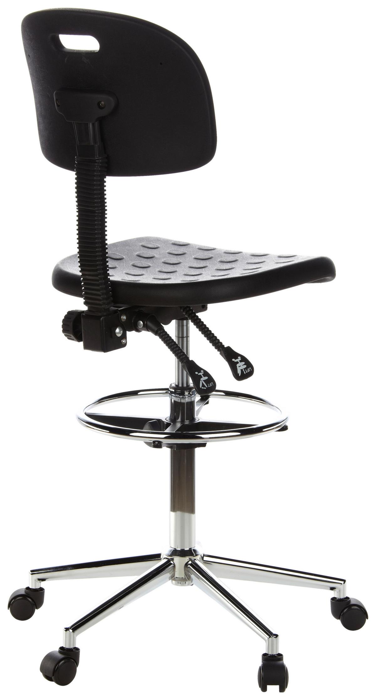 Bürohocker Top Work 23 Schwarz - Chromfarben/Schwarz, MODERN, Kunststoff/Metall (45/132/41cm) - MID.YOU